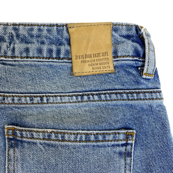 Zara Womens Light Blue Denim Jeans 1975 Crystal Embellished Straight Leg Size 00 - Picture 6 of 11